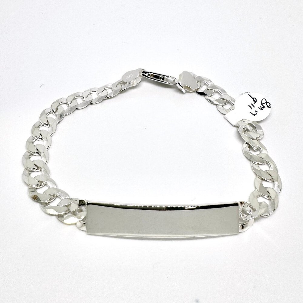 925 Sterling Silver Cuban Curb Link ID 8mm 9 Inches Mens Anti Tarnish Bracelet
